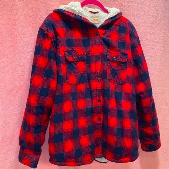 Boston Traders Shearling-lined Flannel Coat XXL Plus Fall Winter Cozy Warm Snow - Picture 2 of 16